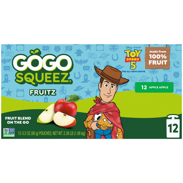 GoGo squeeZ Toy Story 5 No Sugar Added Apple Applesauce Pouches
