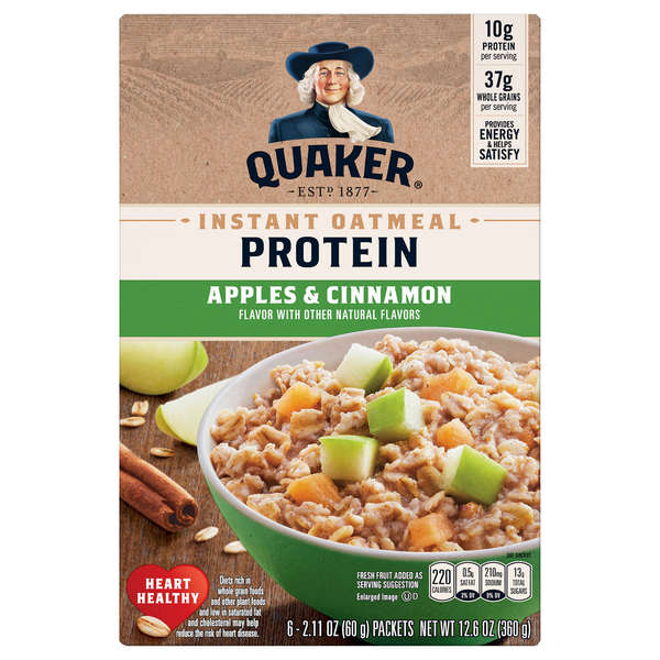 Quaker apple cinnamon oatmeal nutrition label