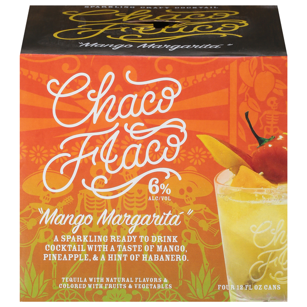 Chaco Flaco Sparkling Craft Cocktail, Mango Margarita, 4Pk | Hy
