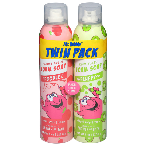 Mr. Bubble Doodle/Fluffy Candy Apple/Kiwi Blast Foam Soap Twin