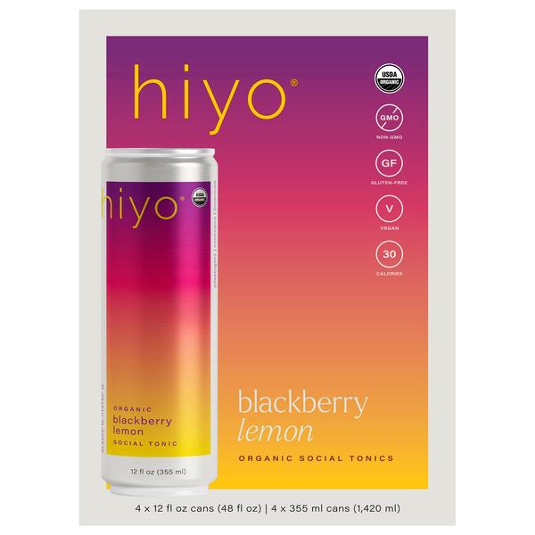 Hiyo Organic Blackberry Lemon Non-Alcoholic Social Tonic, 4Pk | Hy