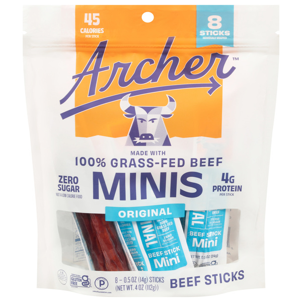 Archer Zero Sugar Original Minis Beef Sticks 8 - 0.5 oz Sticks