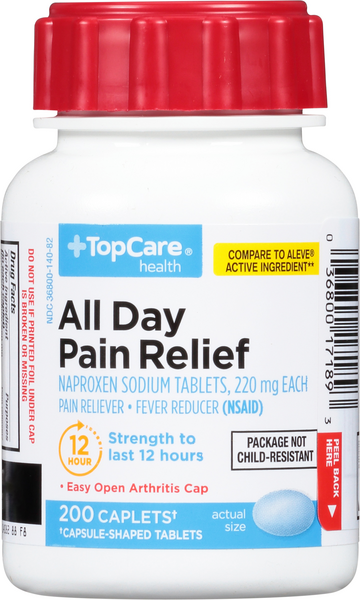 Equate All Day Pain Relief Naproxen Sodium Caplets, 220 mg, 100 Count 
