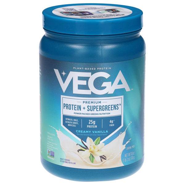 Vega, Premium, Protein + Supergreens , Creamy Vanilla