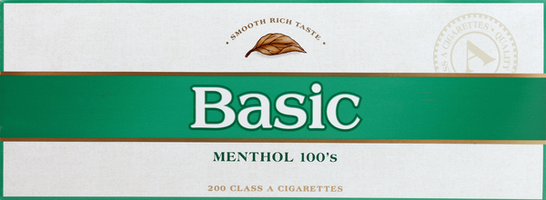 Basic Cigarettes, Menthol Gold 100's, Flip-Top Box
