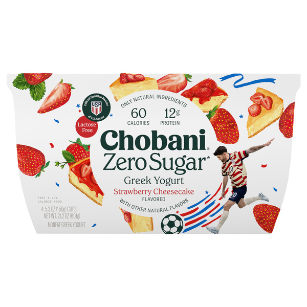 苺　0520-1 Chobani Zero Sugar Strawberry Cheesecake Greek Yogurt 5.3oz 4ct