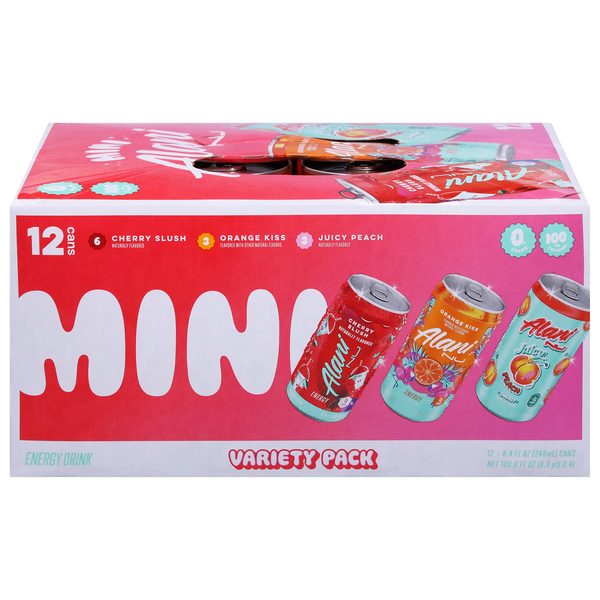 Alani Nu Mini Energy Drink Variety Pack, 12PK, Cherry Slush/Orange