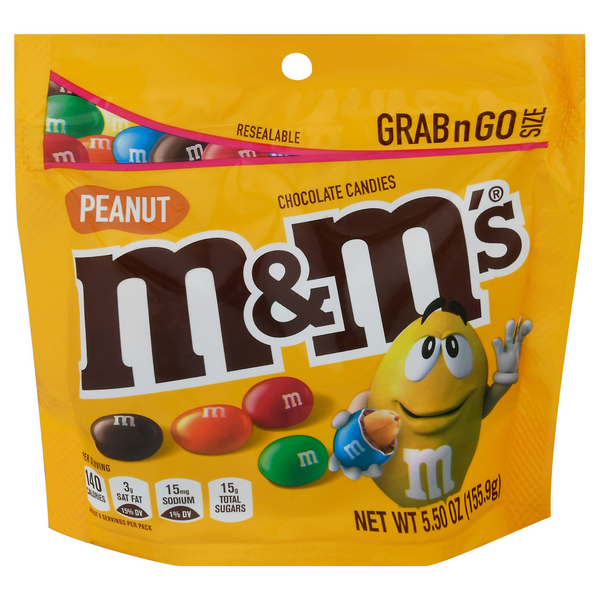M&M's Peanut Chocolate Candies Grab n Go Size