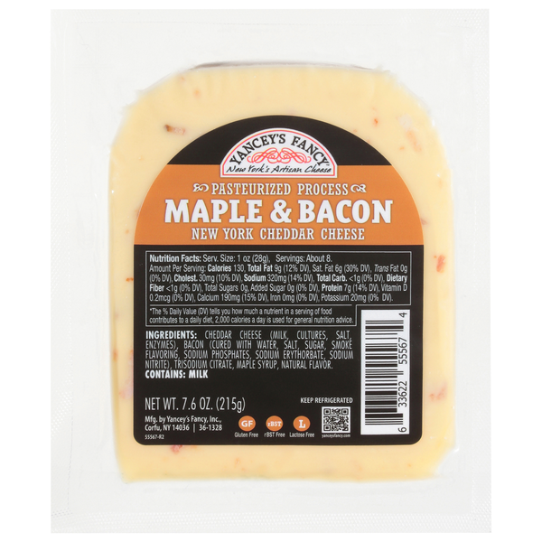 Yanceys Fancy Maple & Bacon Pasteurized Process Cheddar Cheese