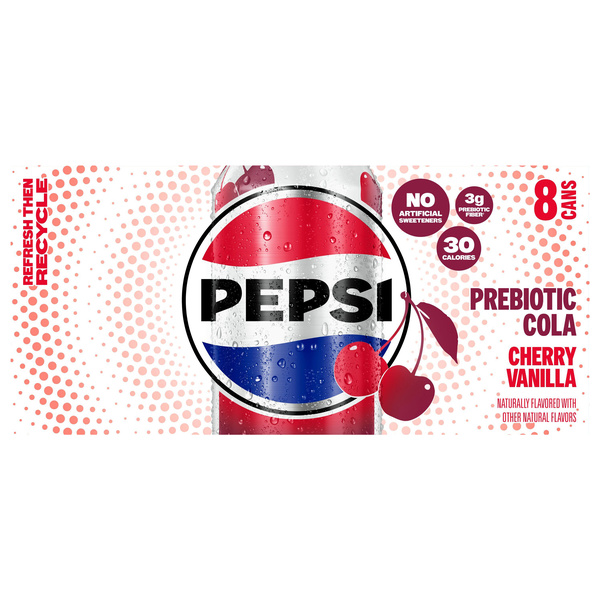 Pepsi Prebiotic Cherry Vanilla, 8Pk | Hy-Vee Aisles Online Grocery