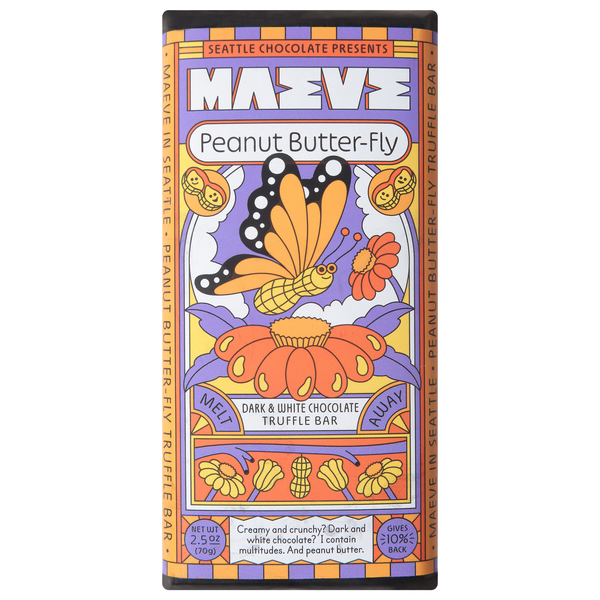 Maeve Peanut Butter-Fly Dark & White Chocolate Truffle Bar | Hy