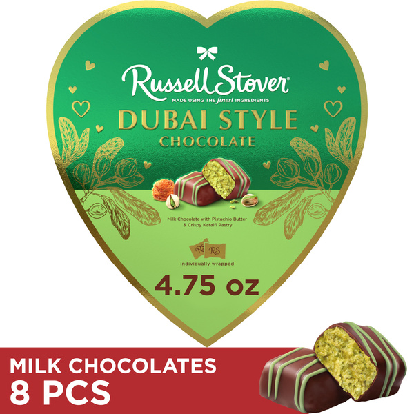 Russell Stover Dubai Style Milk Chocolate Candy Heart Gift Box