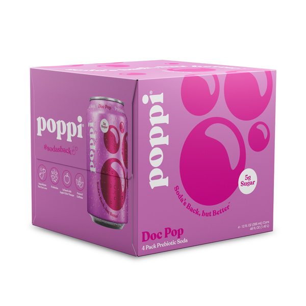 Poppi Prebiotic Soda, Doc Pop, 4Pk | Hy-Vee Aisles Online Grocery
