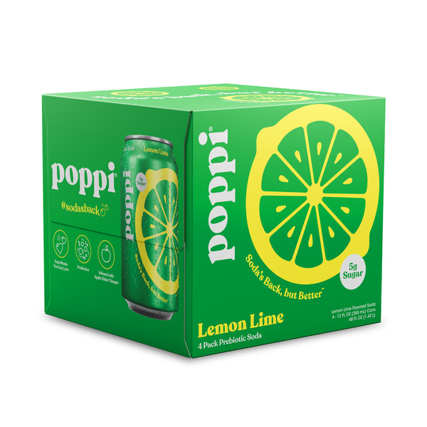Poppi Prebiotic Soda, Lemon Lime, 4Pk | Hy-Vee Aisles Online
