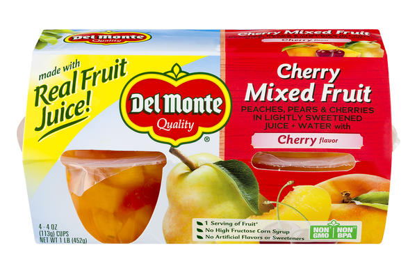 Del Monte Cherry Mixed Fruit In Light Syrup With Cherry Flavor 4 Pack ...