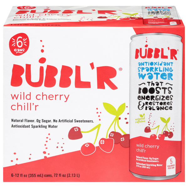 BUBBL'R Antioxidant Wild Cherry Chill'r Sparkling Water 6Pk | Hy
