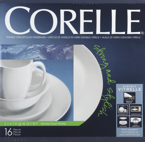 Corelle Livingware Winter Frost White Dinnerware Set