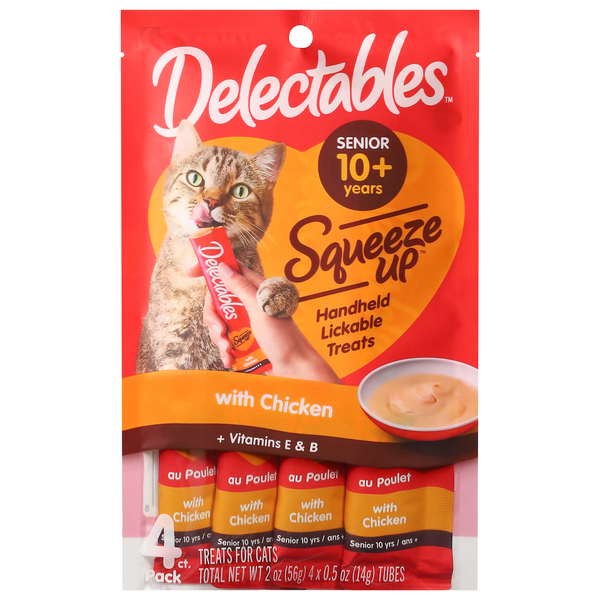 Delectables Squeeze Up with Chicken Cat Treats, Senior 10 Yrs+,
