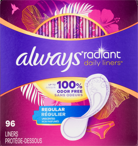 Always Radiant Pantiliners Regular Wrapped Unscented