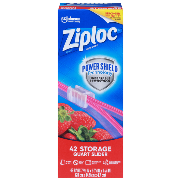 Ziploc Slider Bags, Storage, Gallon 15 Ea, Plastic Bags