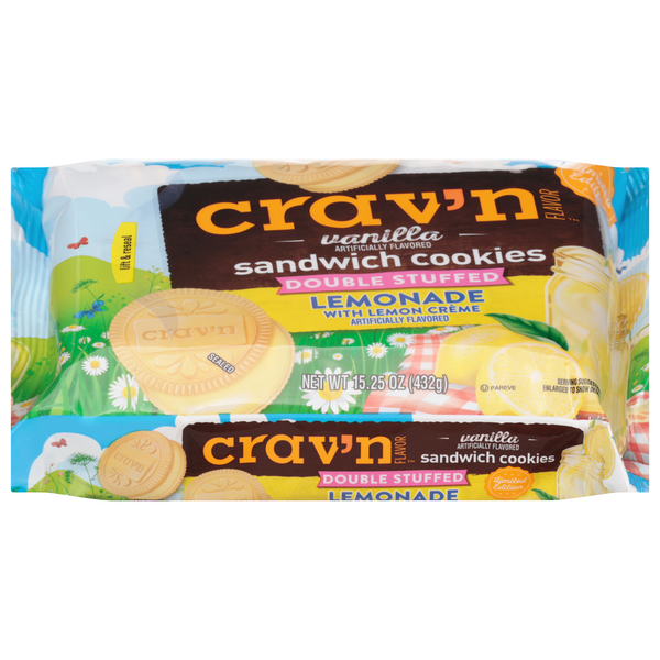 ★OVHEE★ Barnnet Crinkled Cream barnnetcrinkledcream Crav'N Flavor Sandwich Cookies, Lemonade, Vanilla, Double