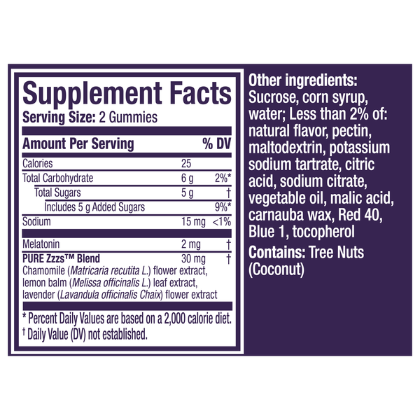 Vicks Pure Zzzs Melatonin+ Chamomile & Lavender Sleep Aid Gummies