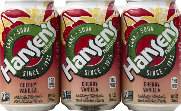 Hansen's Natural Cane Cherry Vanilla Soda 6Pk | Hy-Vee Aisles