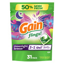 Gain Flings Moonlight Breeze Liquid Laundry Detergent Soap Pacs, 31 Count