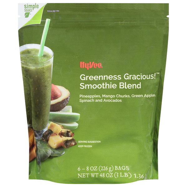 Hy-Vee Smoothie Blend, Greenness Gracious 6-8 oz Bags Hy-Vee