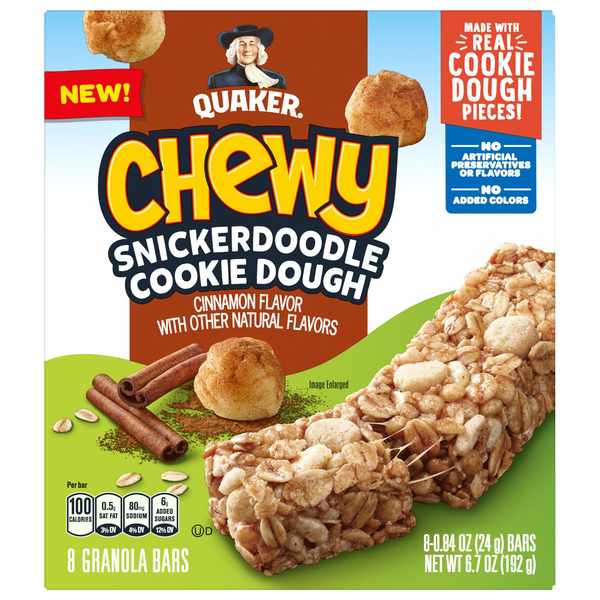Quaker Chewy Snickerdoodle Cookie Dough Granola Bars, 8-0.84 oz