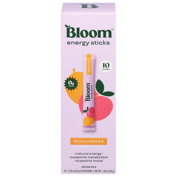 Bloom Peach Mango Energy Sticks, 10-0.16 oz Stick Packs | Hy-Vee