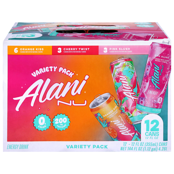 Alani Variety Pack, Orange Kiss, Cherry Twist, Pink Slush Energy