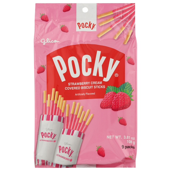 Pocky Strawberry Cream Covered Biscuit Sticks | Hy-Vee Aisles