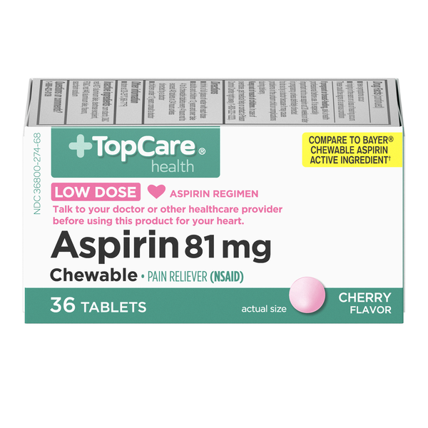 TopCare Aspirin 81mg Chewable Cherry Flavored Tablets | Hy-Vee