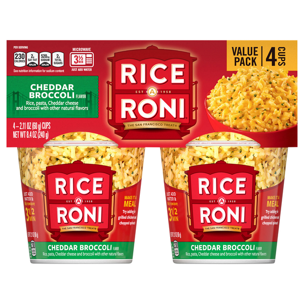 Rice-A-Roni Rice, Cheddar Broccoli Flavor, Value Pack 4-2.11 oz. Cups ...