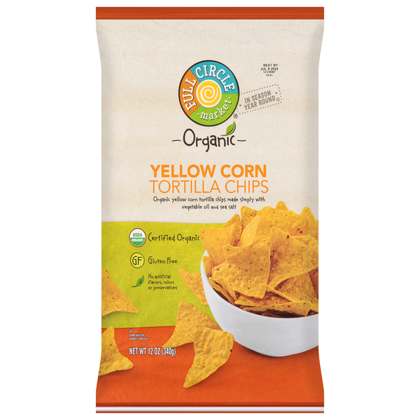 round yellow tortilla chips
