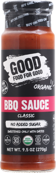 限定販売】 Good Food For Good Organic BBQ Sauce， No Added Sugar