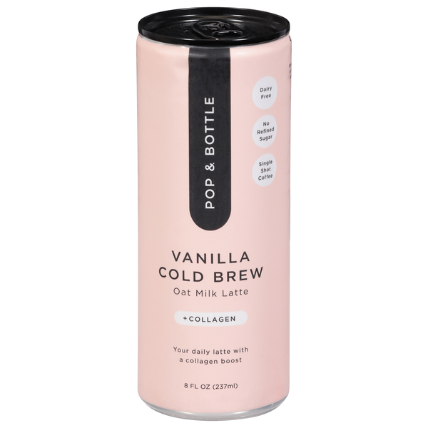 milk latteページ Pop & Bottle Oat Milk Latte, +Collagen, Vanilla Cold Brew