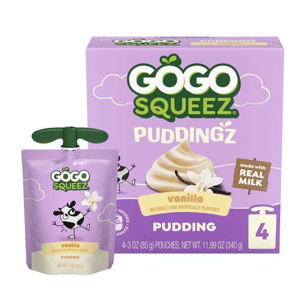 GoGo squeeZ PuddingZ On-the-Go Vanilla Pudding Snack Pouches, 3oz