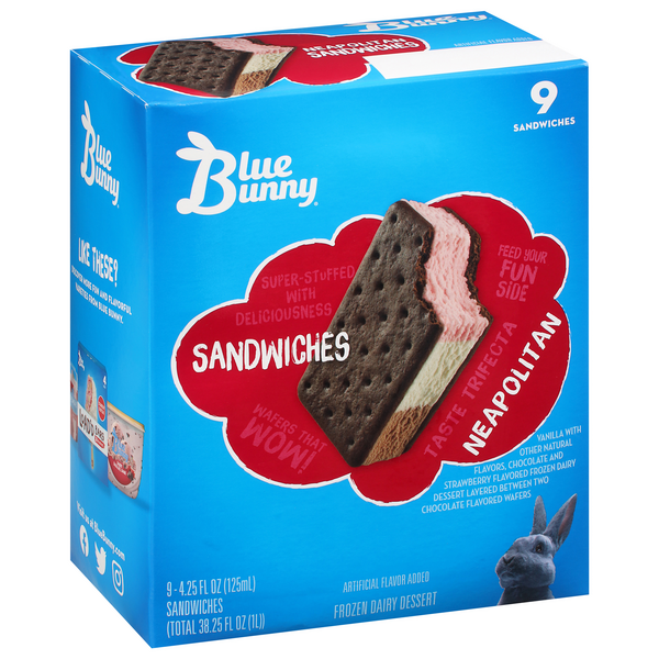 Blue Bunny Neapolitan Frozen Dessert Sandwich | Hy-Vee Aisles