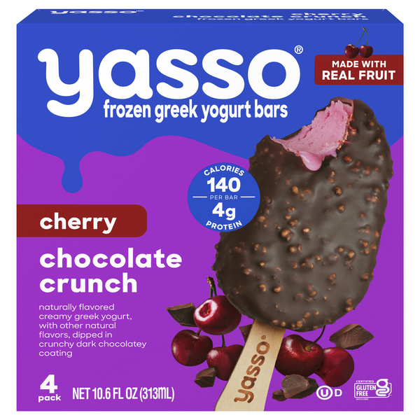 Yasso Frozen Greek Yogurt Cherry Chocolate Crunch Bars, 4Ct | Hy