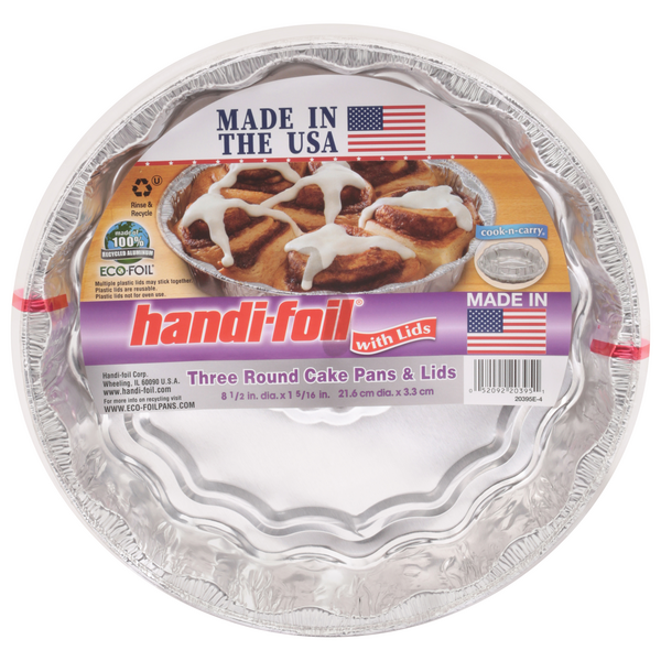 Handi-foil® Cook-n-Carry® Square Cake Pans and Lids - Silver/Blue, 3 pk / 8  x 8 in - Smith's Food and Drug