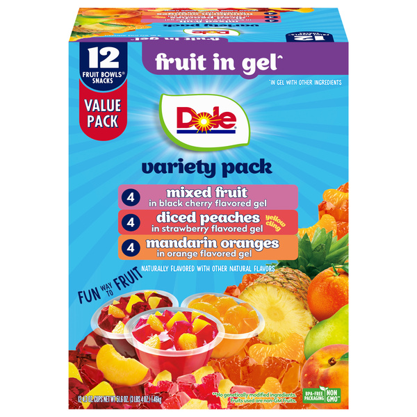FRUITS　No.12 Dole Fruit Bowls Snacks, Fruit In Gel, Variety Pack, 12-4.3 oz