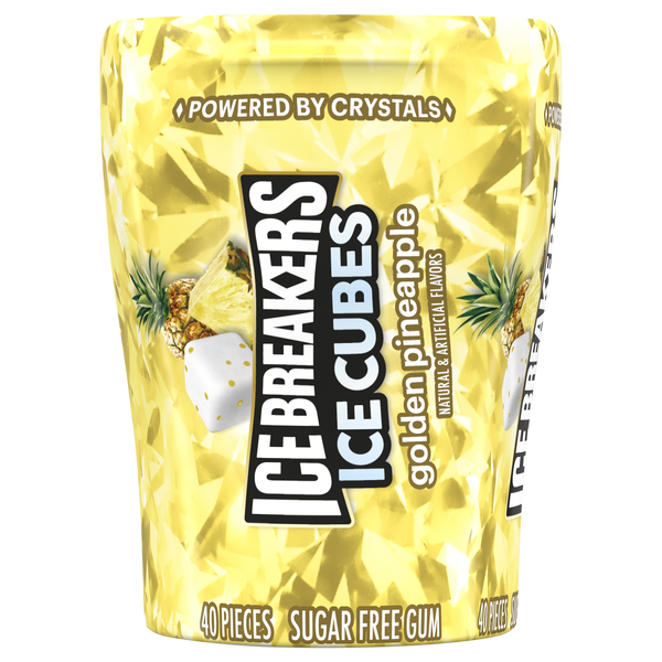 ICE BREAKERS ICE CUBES Golden Pineapple Sugar Free Gum, 40Ct | Hy