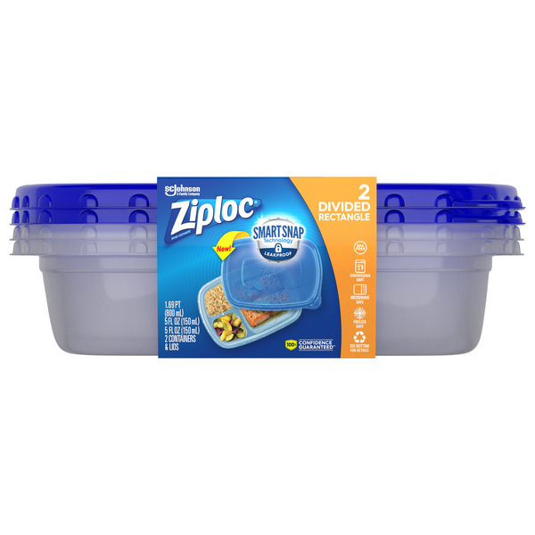 Ziploc Containers With Lids, Large Bowl, 2 containers