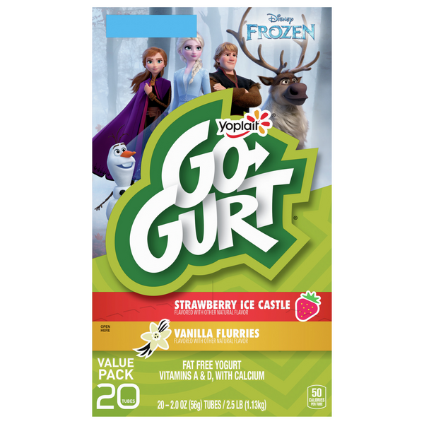 Yoplait Go-Gurt, Frozen, Strawberry Ice Castle, Vanilla Flurries