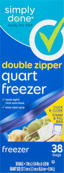 Simply Done Double Zipper Quart Freezer Bags