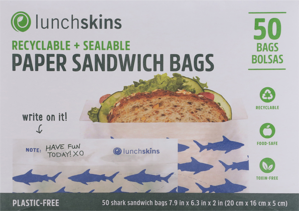 Lunchskins Recyclable & Sealable Paper Sandwich Bags - Shark