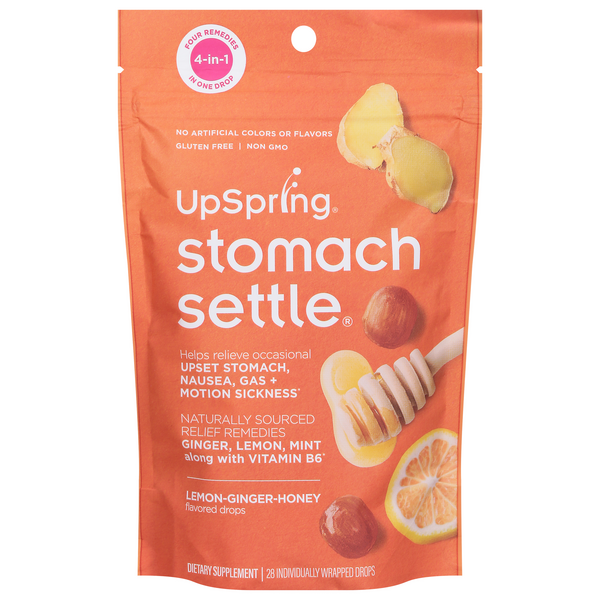 Upspring Stomach Settle Drops, Lemon Ginger Honey Flavor 28Ct | Hy