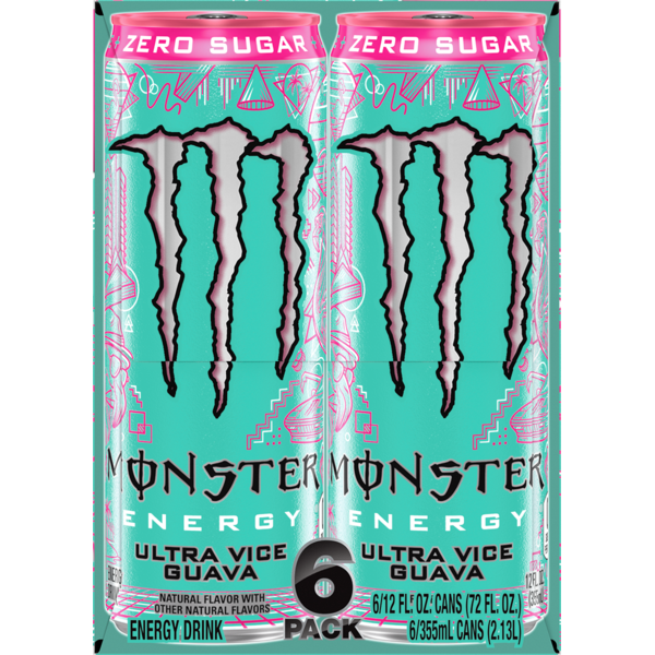 Monster Energy Zero Sugar Ultra Vice Guava Energy Drink 6Pk | Hy